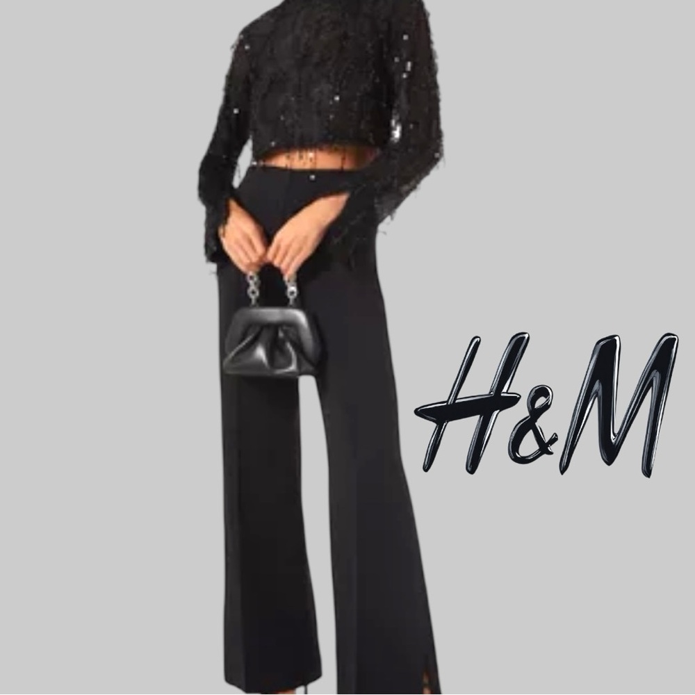 H&M Black Women's cropped sparkling textured sweater top